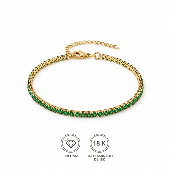 Pulsera tenis verde esmeralda