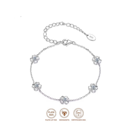 Pulsera Trebol Moissanita