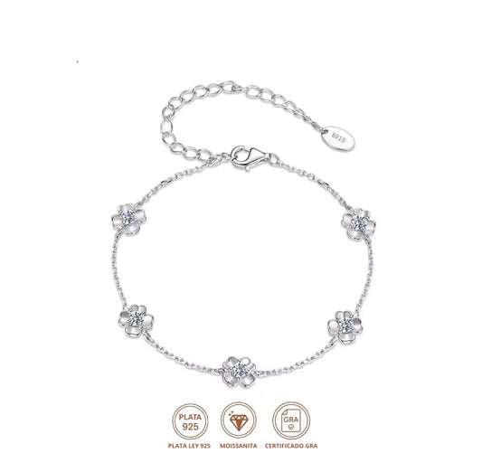Pulsera Trebol Moissanita