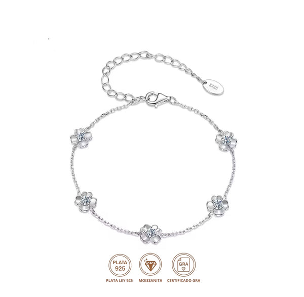 Pulsera Trebol Moissanita