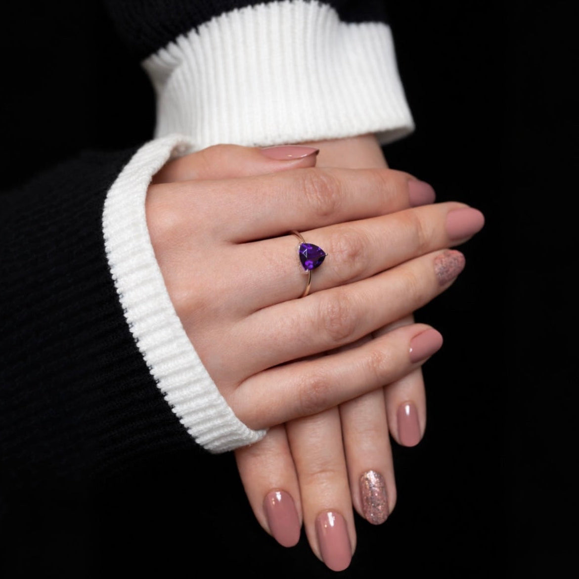 Anillo Trillion Amatista