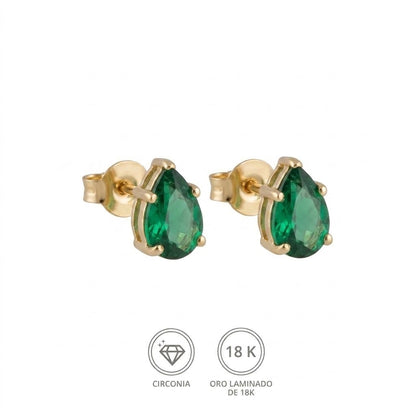 Aretes gota verde esmeralda
