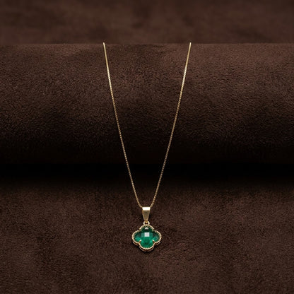 Collar Trebol verde esmeralda