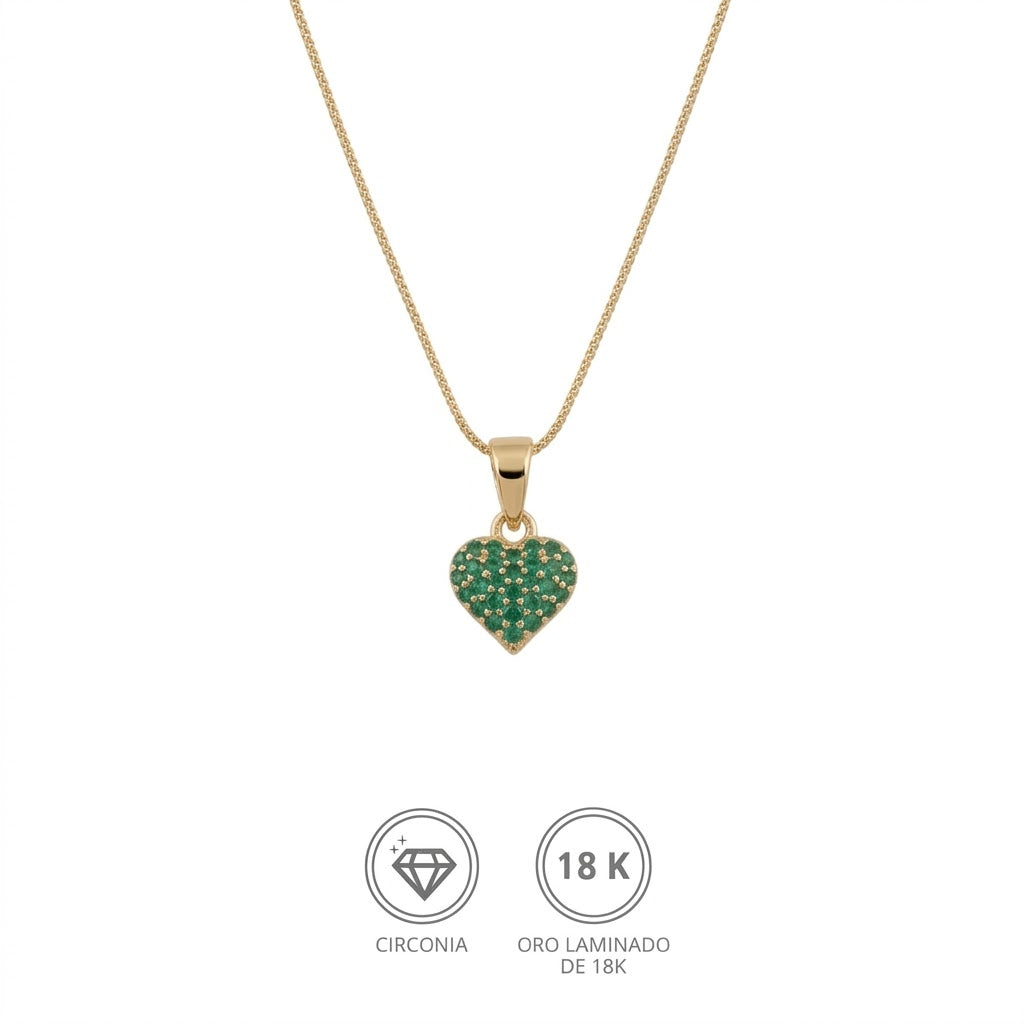 Collar corazón verde real