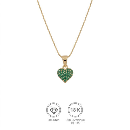 Collar corazón verde real