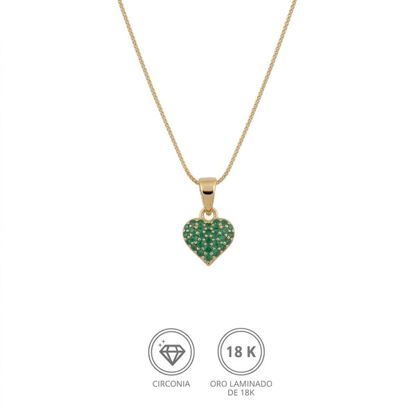 Collar corazón verde real