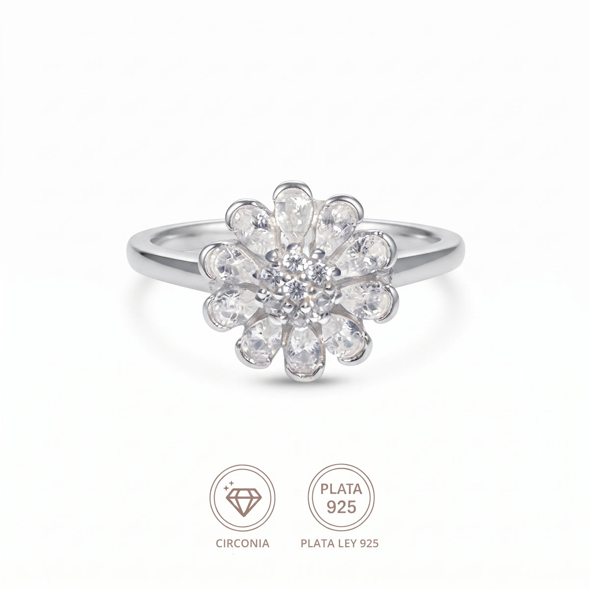 Anillo Flor Cristal Real