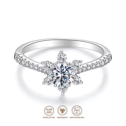 Anillo Flor Moissanita