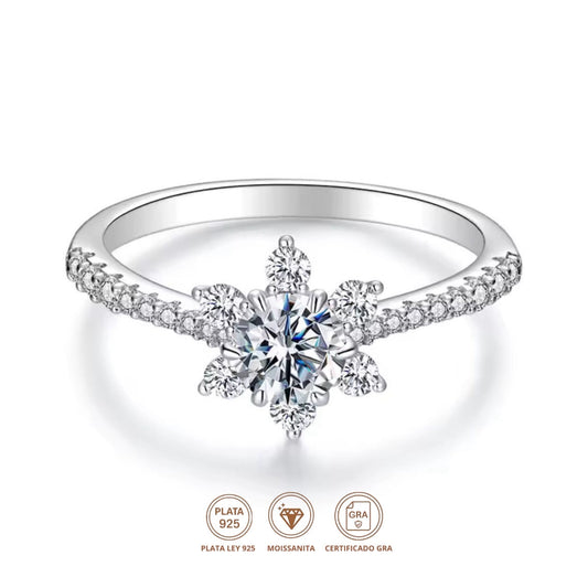 Anillo Flor Moissanita