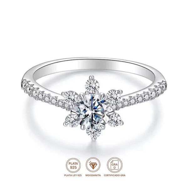 Anillo Flor Moissanita