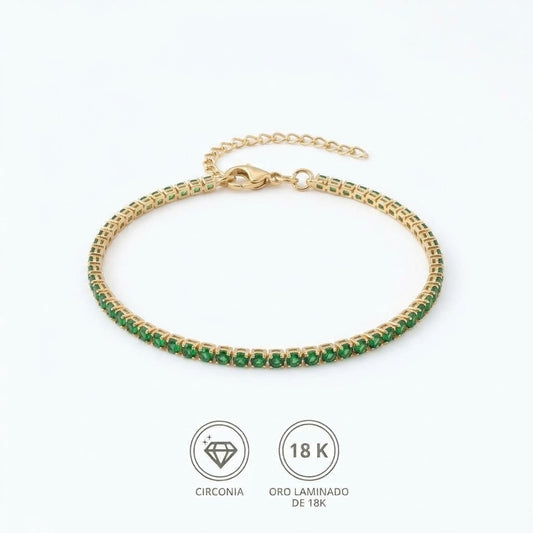 Pulsera tenis verde esmeralda