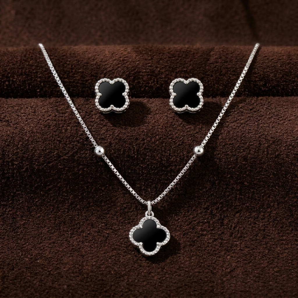 Conjunto Mini Trebol Negro