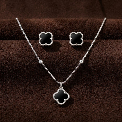 Conjunto Mini Trebol Negro