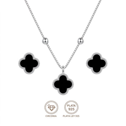 Conjunto Mini Trebol Negro