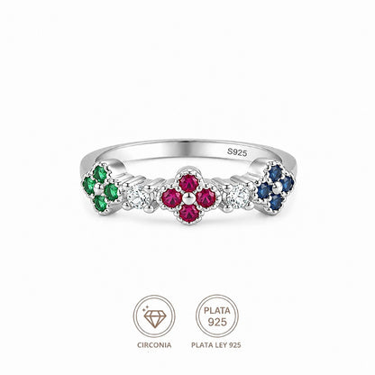 Anillo trebol Arcoiris