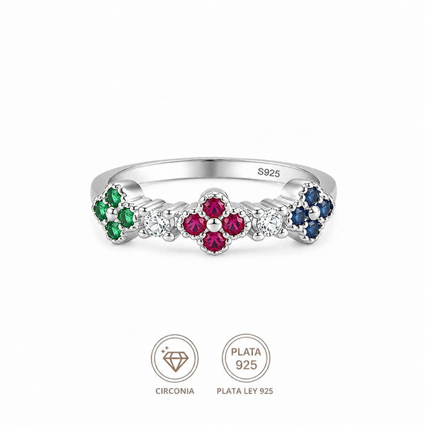 Anillo trebol Arcoiris